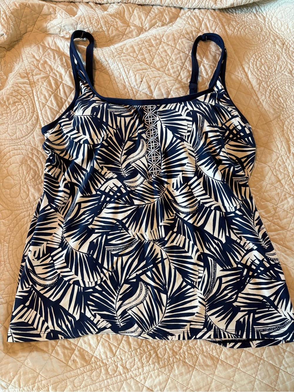 Beach House Navy and White Palm-Print Camisole